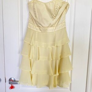 French Connection Strapless Yellow Tiered Dress Size 6